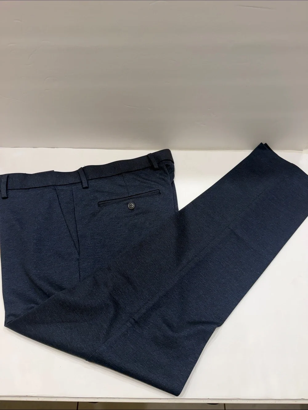 Perry Ellis Men's Navy Flat-Front Dress Pants